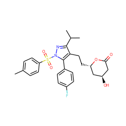 Cc1ccc(S(=O)(=O)n2nc(C(C)C)c(CC[C@H]3C[C@H](O)CC(=O)O3)c2-c2ccc(F)cc2)cc1 ZINC000027211434