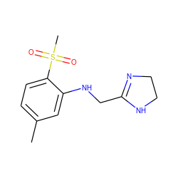 Cc1ccc(S(C)(=O)=O)c(NCC2=NCCN2)c1 ZINC000013473772