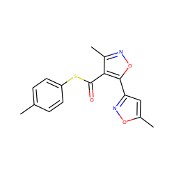 Cc1ccc(SC(=O)c2c(C)noc2-c2cc(C)on2)cc1 ZINC000000122280