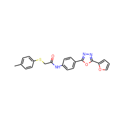 Cc1ccc(SCC(=O)Nc2ccc(-c3nnc(-c4ccco4)o3)cc2)cc1 ZINC000001110206