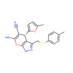 Cc1ccc(SCc2n[nH]c3c2[C@@H](c2ccc(C)o2)C(C#N)=C(N)O3)cc1 ZINC000004168395