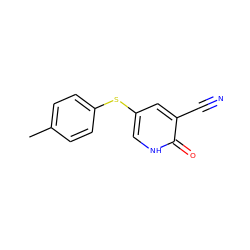 Cc1ccc(Sc2c[nH]c(=O)c(C#N)c2)cc1 ZINC000095595594