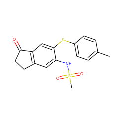 Cc1ccc(Sc2cc3c(cc2NS(C)(=O)=O)CCC3=O)cc1 ZINC000013744779