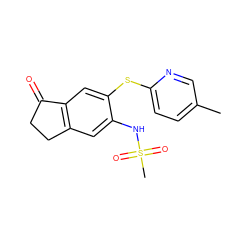 Cc1ccc(Sc2cc3c(cc2NS(C)(=O)=O)CCC3=O)nc1 ZINC000029321707