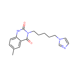 Cc1ccc2[nH]c(=O)n(CCCCCn3ccnc3)c(=O)c2c1 ZINC000026383144