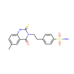 Cc1ccc2[nH]c(=S)n(CCc3ccc(S(N)(=O)=O)cc3)c(=O)c2c1 ZINC000144456316