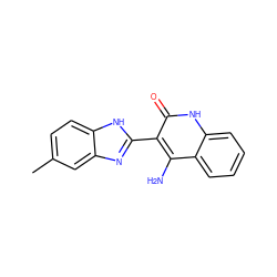 Cc1ccc2[nH]c(-c3c(N)c4ccccc4[nH]c3=O)nc2c1 ZINC000101210023