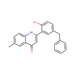 Cc1ccc2[nH]c(-c3cc(Cc4ccccc4)ccc3O)cc(=O)c2c1 ZINC000040833887