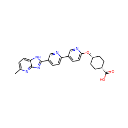 Cc1ccc2[nH]c(-c3ccc(-c4ccc(O[C@H]5CC[C@@H](C(=O)O)CC5)nc4)nc3)nc2n1 ZINC000101688514