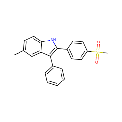 Cc1ccc2[nH]c(-c3ccc(S(C)(=O)=O)cc3)c(-c3ccccc3)c2c1 ZINC000013477388