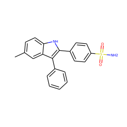 Cc1ccc2[nH]c(-c3ccc(S(N)(=O)=O)cc3)c(-c3ccccc3)c2c1 ZINC000013477387