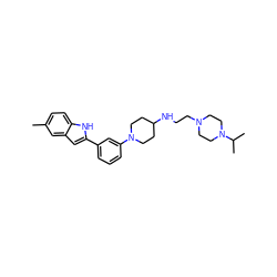 Cc1ccc2[nH]c(-c3cccc(N4CCC(NCCN5CCN(C(C)C)CC5)CC4)c3)cc2c1 ZINC000618009327