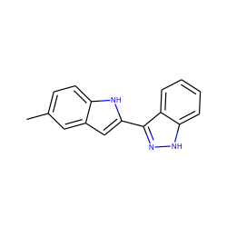 Cc1ccc2[nH]c(-c3n[nH]c4ccccc34)cc2c1 ZINC000064549597