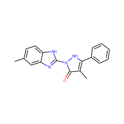 Cc1ccc2[nH]c(-n3[nH]c(-c4ccccc4)c(C)c3=O)nc2c1 ZINC000169325797