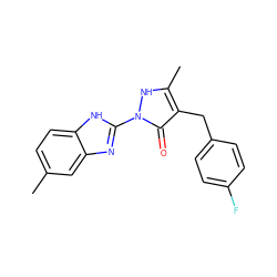 Cc1ccc2[nH]c(-n3[nH]c(C)c(Cc4ccc(F)cc4)c3=O)nc2c1 ZINC000169320283