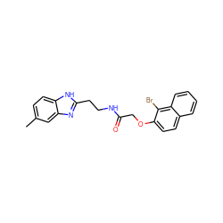 Cc1ccc2[nH]c(CCNC(=O)COc3ccc4ccccc4c3Br)nc2c1 ZINC000169307577