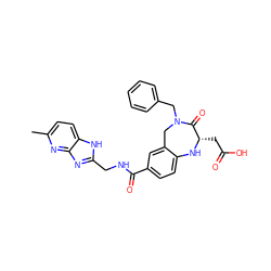 Cc1ccc2[nH]c(CNC(=O)c3ccc4c(c3)CN(Cc3ccccc3)C(=O)[C@H](CC(=O)O)N4)nc2n1 ZINC000028103566