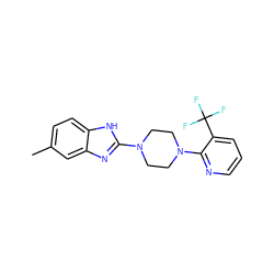 Cc1ccc2[nH]c(N3CCN(c4ncccc4C(F)(F)F)CC3)nc2c1 ZINC000038157658