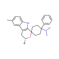 Cc1ccc2[nH]c3c(c2c1)C[C@@H](C)OC31CCC(c2ccccc2)(N(C)C)CC1 ZINC000114384348