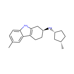 Cc1ccc2[nH]c3c(c2c1)CC[C@H](N[C@@H]1CC[C@H](C)C1)C3 ZINC001772581030