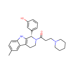 Cc1ccc2[nH]c3c(c2c1)CCN(C(=O)CCN1CCCCC1)[C@H]3c1cccc(O)c1 ZINC000045351700