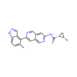 Cc1ccc2[nH]ncc2c1-c1cc2cnc(NC(=O)[C@@H]3C[C@@H]3F)cc2cn1 ZINC000144334914