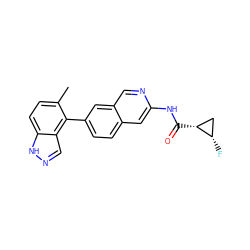 Cc1ccc2[nH]ncc2c1-c1ccc2cc(NC(=O)[C@@H]3C[C@@H]3F)ncc2c1 ZINC000169700147