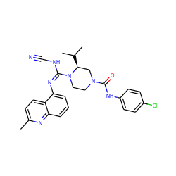 Cc1ccc2c(/N=C(/NC#N)N3CCN(C(=O)Nc4ccc(Cl)cc4)C[C@@H]3C(C)C)cccc2n1 ZINC000040919084