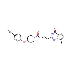 Cc1ccc2c(=O)[nH]c(CCCC(=O)N3CCC(Oc4ccc(C#N)cc4)CC3)nn12 ZINC000653878741