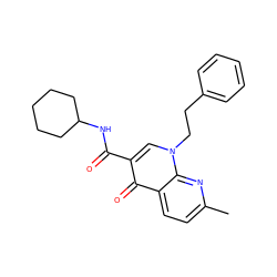 Cc1ccc2c(=O)c(C(=O)NC3CCCCC3)cn(CCc3ccccc3)c2n1 ZINC000035050287