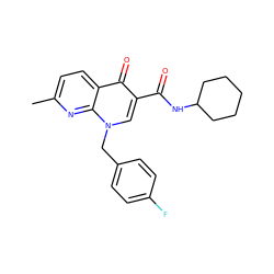 Cc1ccc2c(=O)c(C(=O)NC3CCCCC3)cn(Cc3ccc(F)cc3)c2n1 ZINC000040976218