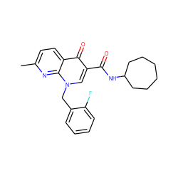 Cc1ccc2c(=O)c(C(=O)NC3CCCCCC3)cn(Cc3ccccc3F)c2n1 ZINC000035050291