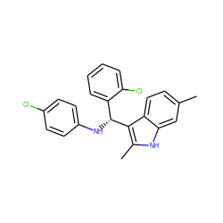 Cc1ccc2c([C@H](Nc3ccc(Cl)cc3)c3ccccc3Cl)c(C)[nH]c2c1 ZINC000103244857