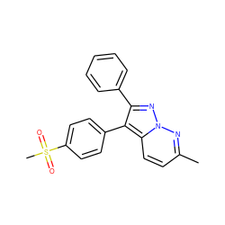 Cc1ccc2c(-c3ccc(S(C)(=O)=O)cc3)c(-c3ccccc3)nn2n1 ZINC000028385092