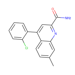 Cc1ccc2c(-c3ccccc3Cl)cc(C(N)=O)nc2c1 ZINC000221611372