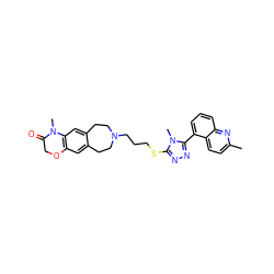 Cc1ccc2c(-c3nnc(SCCCN4CCc5cc6c(cc5CC4)N(C)C(=O)CO6)n3C)cccc2n1 ZINC000029127175