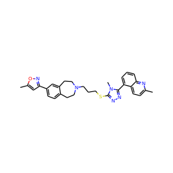 Cc1ccc2c(-c3nnc(SCCCN4CCc5ccc(-c6cc(C)on6)cc5CC4)n3C)cccc2n1 ZINC000028712463