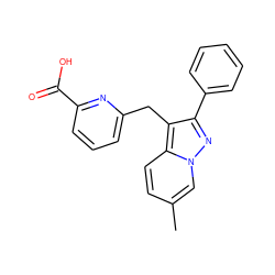 Cc1ccc2c(Cc3cccc(C(=O)O)n3)c(-c3ccccc3)nn2c1 ZINC000203413118