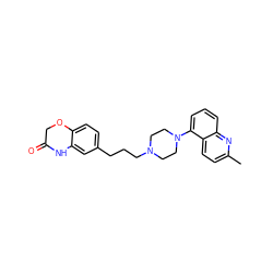 Cc1ccc2c(N3CCN(CCCc4ccc5c(c4)NC(=O)CO5)CC3)cccc2n1 ZINC000034105721