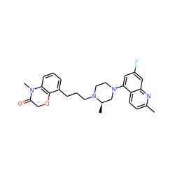 Cc1ccc2c(N3CCN(CCCc4cccc5c4OCC(=O)N5C)[C@H](C)C3)cc(F)cc2n1 ZINC000040401142