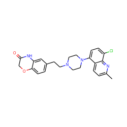 Cc1ccc2c(N3CCN(CCc4ccc5c(c4)NC(=O)CO5)CC3)ccc(Cl)c2n1 ZINC000038940638