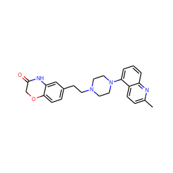 Cc1ccc2c(N3CCN(CCc4ccc5c(c4)NC(=O)CO5)CC3)cccc2n1 ZINC000003959323