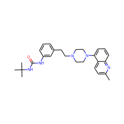 Cc1ccc2c(N3CCN(CCc4cccc(NC(=O)NC(C)(C)C)c4)CC3)cccc2n1 ZINC000066262492