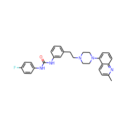 Cc1ccc2c(N3CCN(CCc4cccc(NC(=O)Nc5ccc(F)cc5)c4)CC3)cccc2n1 ZINC000014022479