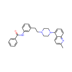 Cc1ccc2c(N3CCN(CCc4cccc(NC(=O)c5ccccc5)c4)CC3)cccc2n1 ZINC000066259961