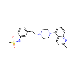 Cc1ccc2c(N3CCN(CCc4cccc(NS(C)(=O)=O)c4)CC3)cccc2n1 ZINC000066252316