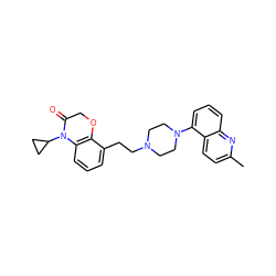 Cc1ccc2c(N3CCN(CCc4cccc5c4OCC(=O)N5C4CC4)CC3)cccc2n1 ZINC000040894455