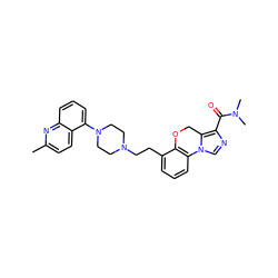 Cc1ccc2c(N3CCN(CCc4cccc5c4OCc4c(C(=O)N(C)C)ncn4-5)CC3)cccc2n1 ZINC000064516625