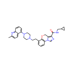 Cc1ccc2c(N3CCN(CCc4cccc5c4OCc4c(C(=O)NCC6CC6)ncn4-5)CC3)cccc2n1 ZINC000064527861