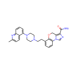 Cc1ccc2c(N3CCN(CCc4cccc5c4OCc4c(C(N)=O)ncn4-5)CC3)cccc2n1 ZINC000064510370